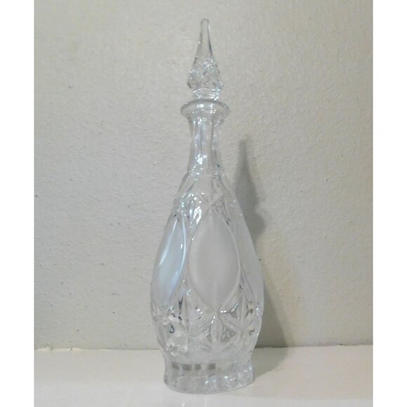 Vintage Princess House Lead Crystal Frosted Decanter with Stopper 15.5 inch - Picture 8 of 9